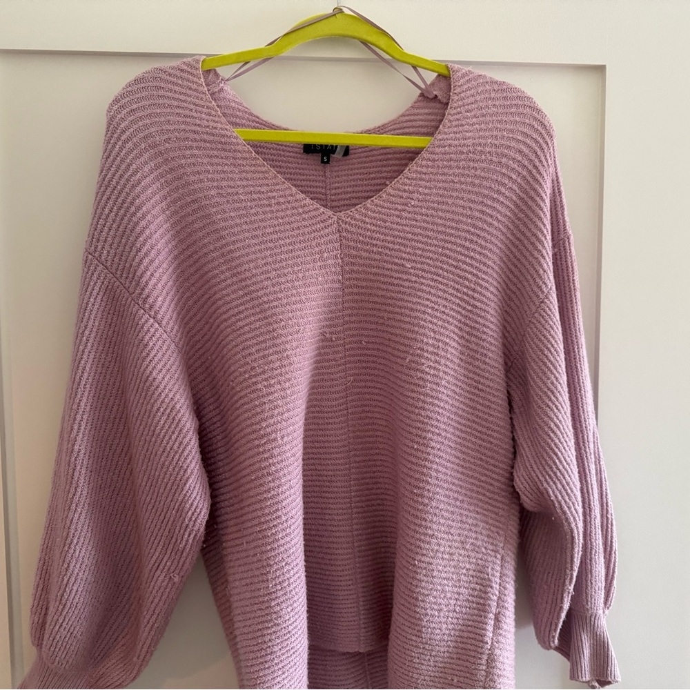 1State Women's lavender V-Neck Sweater - Picture 2 of 4